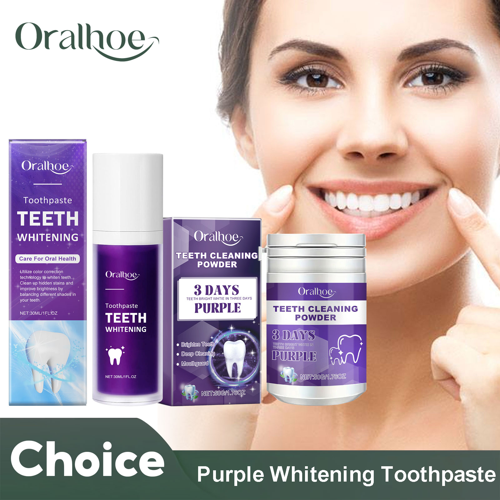 Teeth Whitening Flash - Purple Corrector Teeth Whitening Toothpaste Deep