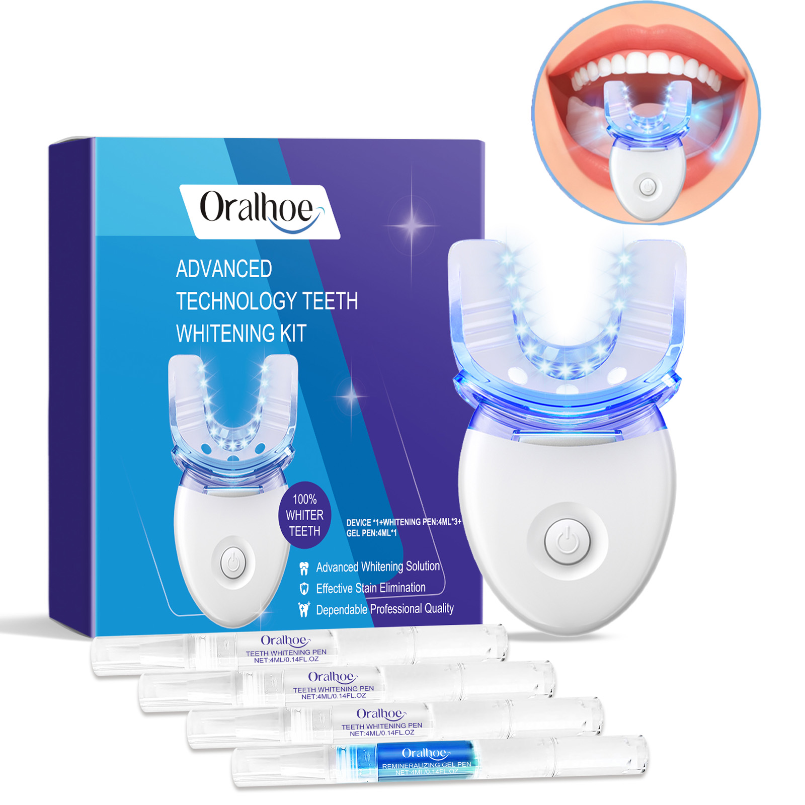 Teeth Whitening Results - Professional Teeth Whitening LED Light Kit